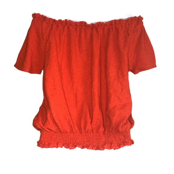 Madewell Burnt Orange Off the Shoulder Cotton Top - Picture 5 of 9